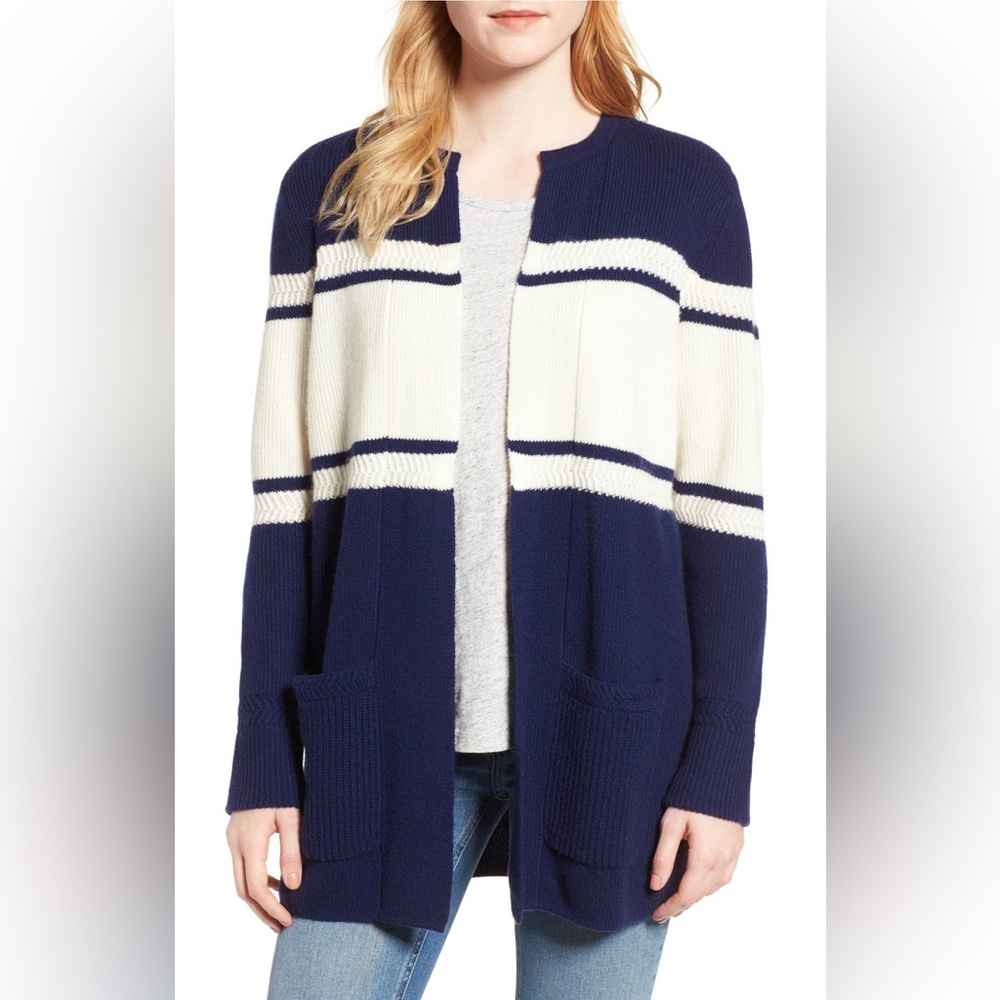 Vineyard Vines Navy Cashmere-Wool Blend Long Cardigan - XS